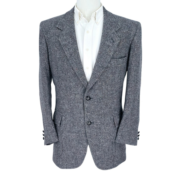 Pendleton Other - Americana Workwear Pendleton Tweed Blazer Size 43 Men Gray Suede Elbow Patch USA